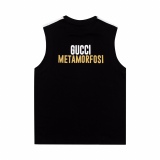 Gucci Adi Union's Sleeveless LOGO printing round neck loose OS short -sleeved T -shirt shoulder position Classic three -pointed belt couples