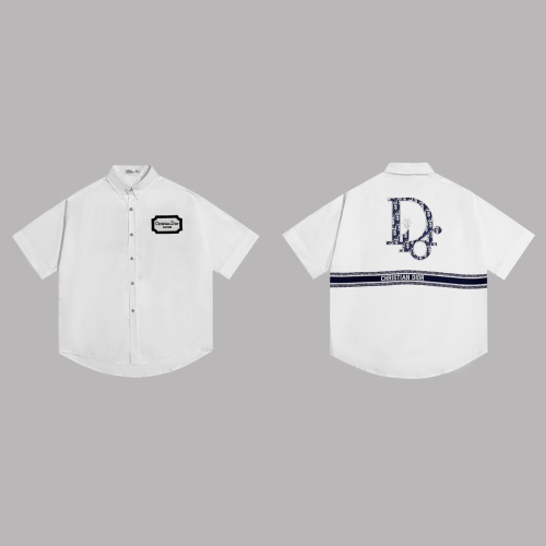Dior embroidered short -sleeved shirt white