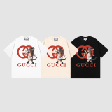 Gucci Personalized Kitten Print T -shirt 280 grams 32 double gauze pure cotton