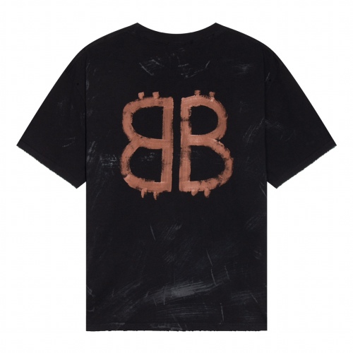 Balenciaga 23SS Double B Hand -painted Mud Couple T -shirt