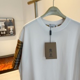 Burberry plaid stitching sleeve round neck short -sleeved T -shirt