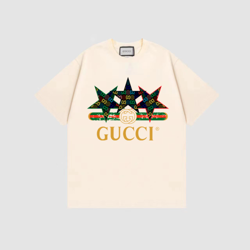 Gucci multi -logo front chest shirt printed T -shirt 280 grams of 40 double gauze pure cotton