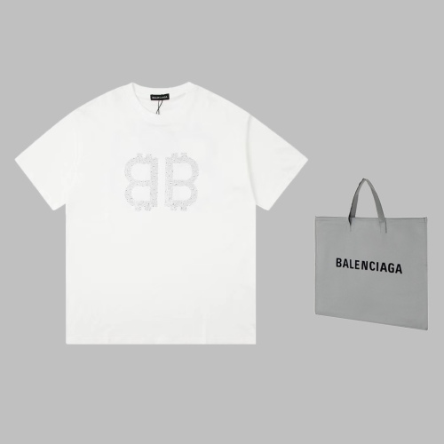 Balenciaga Double B Hot Drilling Letter Short Sleeve T -shirt