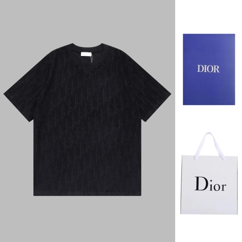 Dior CD letter Dark -patterned littering towel LOGO logo short -sleeved T -shirt