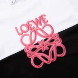 Loewe Neon embroidered fluorescent powder short -sleeved T -shirt