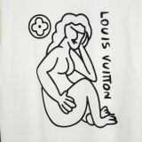 Louis vuitton round neck nude women printed cub short -sleeved T -shirt