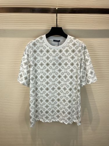 Louis Vuitton 2023 Summer Full Printing Laohua LOGO Cotton Cotton Round Neck Short -sleeved T -shirt