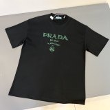 Prada 23 embroidered short -sleeved T -shirt couple models