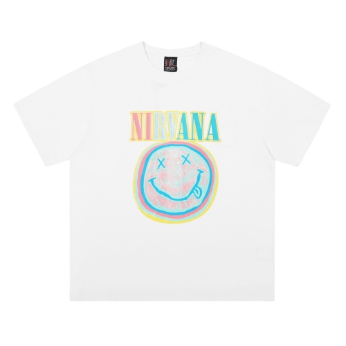 Vintage Nirvana Band Fantasy Little Smile Letter Print Short Sleeve American Casual Loose Men and Women Cotton T -shirt
