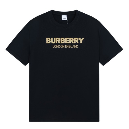 Burberry logo logo high -density embroidery short -sleeved T -shirt couple model