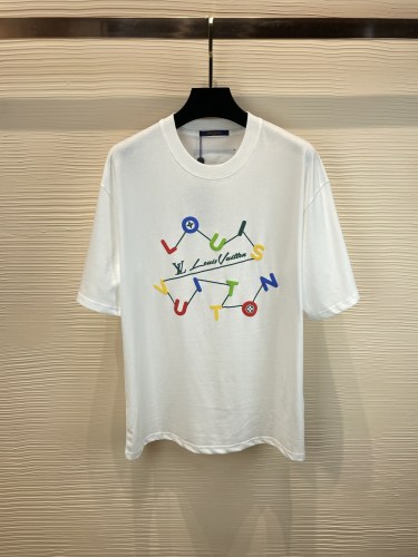 Louis Vuitton 2023 Summer Louis letter logo connection printing cotton round neck short -sleeved T -shirt