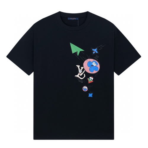 Louis Vuitton Limited Show Four -Leaf Cao Paper Airplane LOGO Print Custom Leather Short -sleeved T -shirt