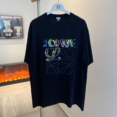 LOEWE 23SS Wu Lei, the same graffiti Crayon embroidered short -sleeved couple