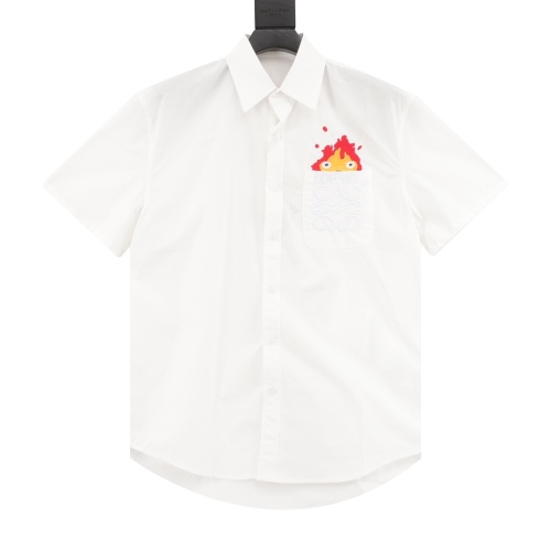 LOEWE 23SS Cassifer Flame Embroidery Short -sleeved Shirt