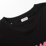 Loewe Neon embroidered fluorescent powder short -sleeved T -shirt