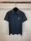 Louis Vuitton 2023 summer cotton chest logo alphabet 3D pressure flower flat -grained bump craft lap lap Polo shirt