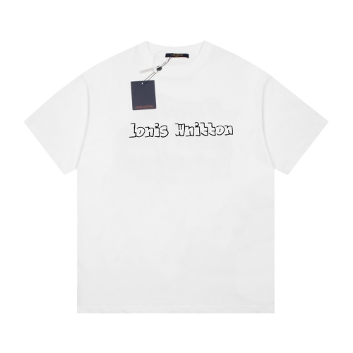 Louis vuitton deconstruct letter embroidery casual short -sleeved T -shirt