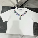 Louis vuitton color letter lock printing short sleeves