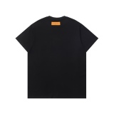 Louis Vuitton 2023 Summer Letter LOGO Back Customized Leather Bid Couple Short -sleeved T -shirt