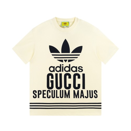 GUCCI three -stripe GUCCI X adidas solid color logo printing nameded -shoulder version couple model