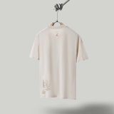 Travis Scott Cactus X Jordan Flame Printing Robs Round Collar Tale T -shirt