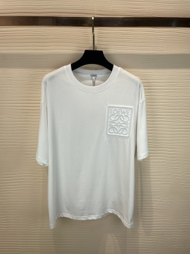 LOEWE 2023 Cotton 3D Boomsmium Stereo Flower LOGO round neck short -sleeved T -shirt couple model