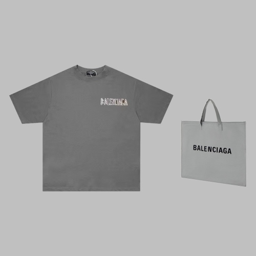 Balenciaga 23 limited cement gray double B embroidery casual short sleeves