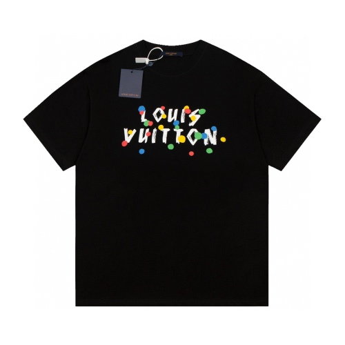 Louis Vuitton Limited Show Latest Pour in Ink Pour Color Graffiti Colorful Alphabet Printing Short -sleeved T -shirt