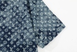 Louis Vuitton 2023 Summer Flower Full of Logo Tanning denim Washed water Make old couple short -sleeved shirt