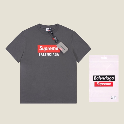 Balenciaga X Supreme 2023 Fall spring and summer joint series dual logo logo short -sleeved T -shirt