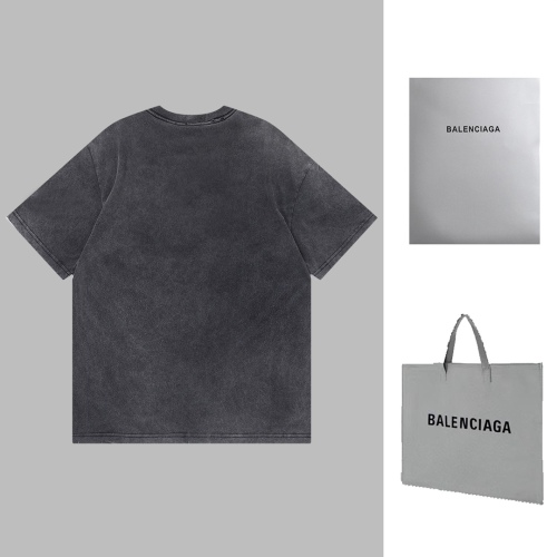 Balenciaga Apple embroidered water Washing water for old short -sleeved T -shirt