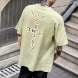 Travis Scott Cactus Jack Astrown Retro Wash made old dyeing letters, printed short -sleeved T -shirts