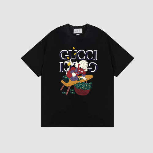 GUCCI 2023 joint Disney Donald Duck Breast Printed T -shirt