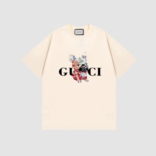 Gucci 2023 Summer Cartoon Dog Code Logo Print T -shirt couple model