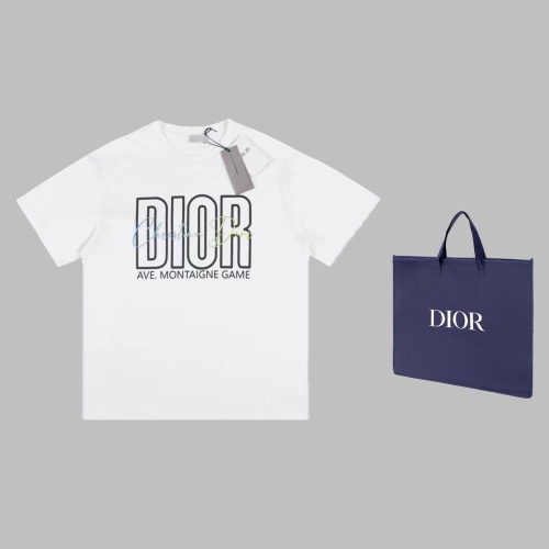 Dior 2023SS gradient letter foam logo round neck short sleeves