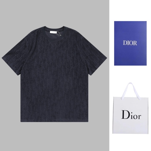 Dior CD letter Dark -patterned littering towel LOGO logo short -sleeved T -shirt