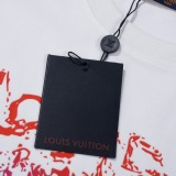 Louis vuitton round neck T -shirt color gradient logo print color bright and fashionable pure cotton skin, delicate thickness, moderate couple model