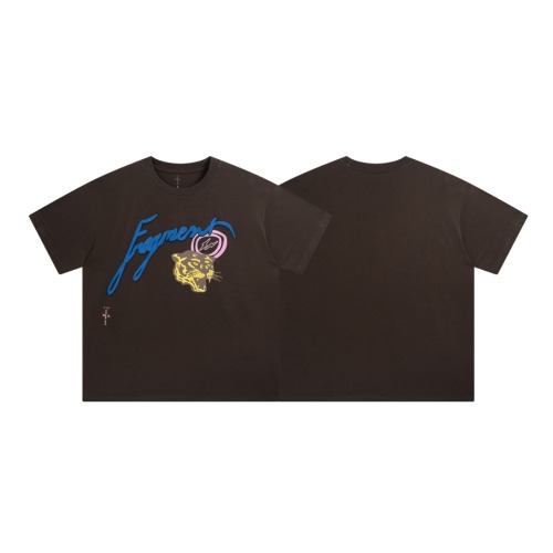 Travis Scott Fujiwara Haojiao Famous Lightning Tiger Hair Bubble Print Short -sleeved T -shirt