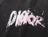Dior 23SS hand -painted graffiti big logo abstract letters round neck short -sleeved T -shirt