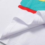 LOEWE 2023SS spring and summer rainbow striped letters printing round neck short -sleeved T -shirt