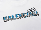 Balenciaga short -sleeved T -shirt color orchid letter+double B lock simple fashion couple loose version