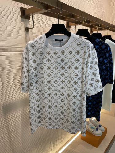 Louis Vuitton 2023 Summer Full Printing Laohua LOGO Cotton Cotton Round Neck Short -sleeved T -shirt