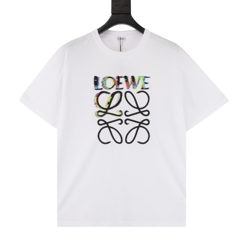 Loewe color seal embroidery round neck short sleeves