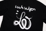 Louis vuitton graffiti LOGO high -end skin sensor printed cotton 280g loose version