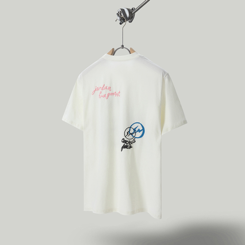 Travis Scott X Jordan X Fragment Design three -party co -branded Fujiwara Lightning Portrait LOGO Printing Short Sleeve T -shirt