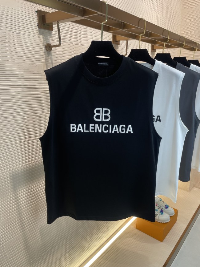 Balenciaga 2023 summer embroidery logo sleeveless vest couple model