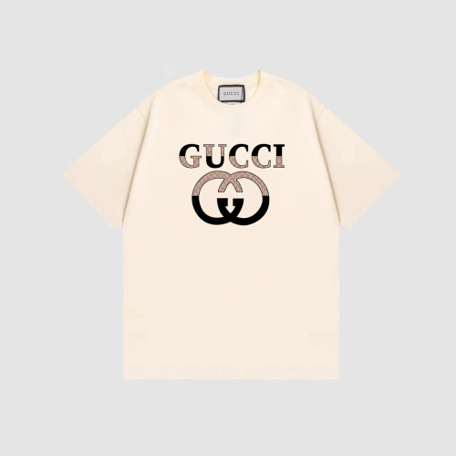 Gucci 2023 Summer retro dual -buckle letter logo printing T -shirt couple model