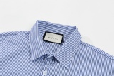 Gucci 23ss striped embroidery logo shirt short sleeves