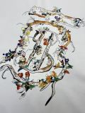 Burberry 2023 Summer Customized Digital Jet Printing Flower Alphabet LOGO Couples short -sleeved T -shirt