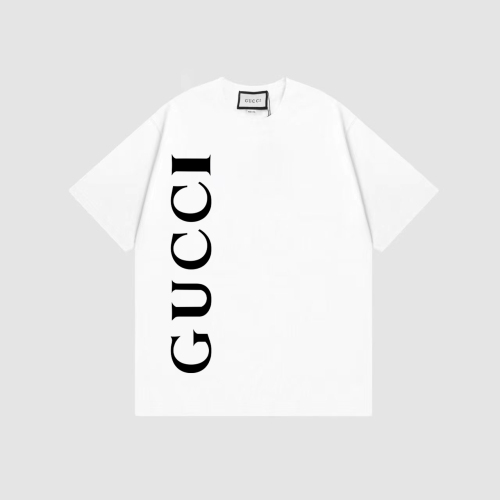GUCCI side letter printing and loose versatile round collar short -sleeved T -shirt couple